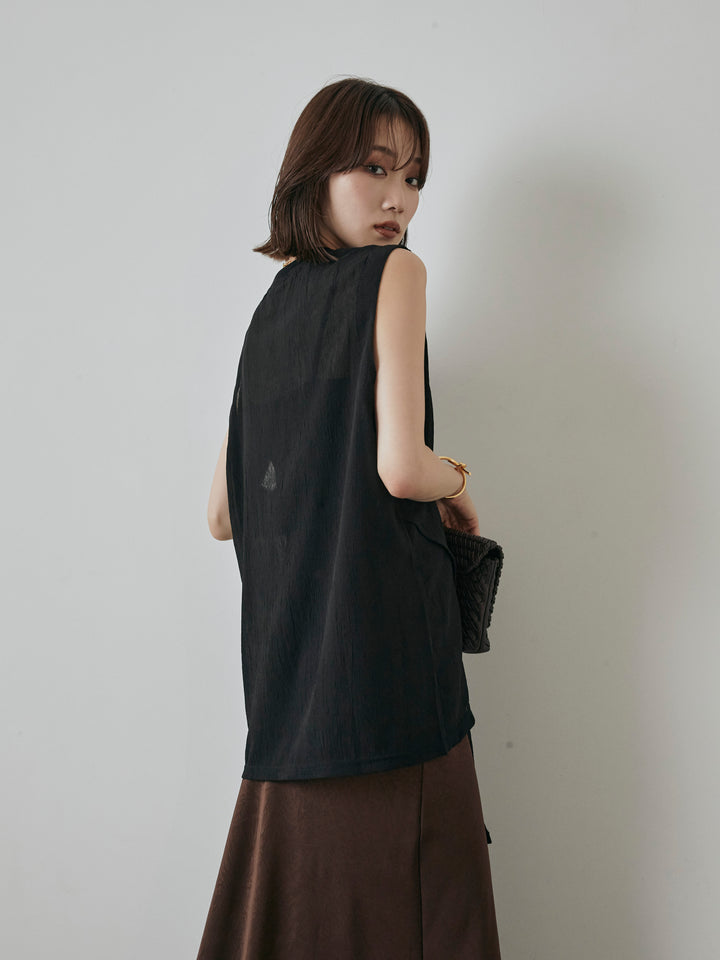 [予約]シアーワッシャーアシンメトリープルオーバー/ブラック