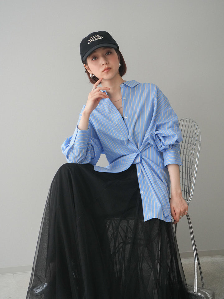 [SET]2wayルーズストライプシャツ+2wayルーズストライプシャツ(2set)