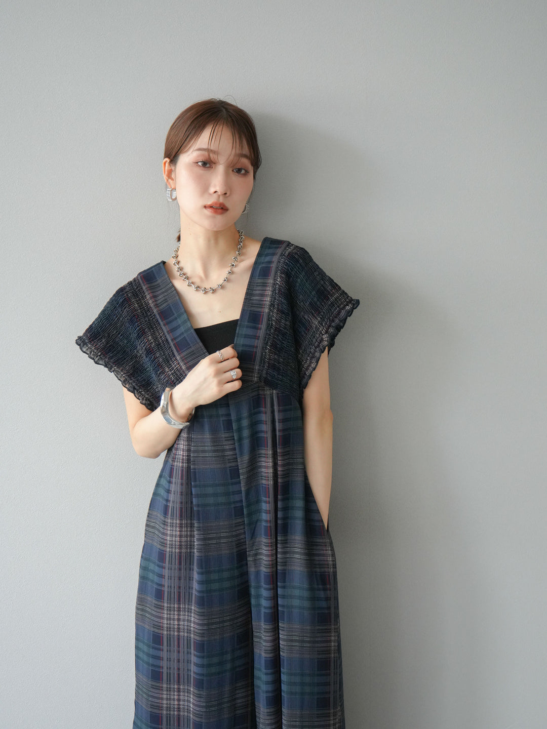 [SET]シアーチェックシャーリングサロペット+シアーチェックシャーリングサロペット(2set)