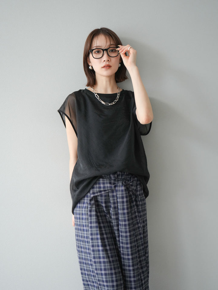 [予約]シアーレイヤードトップス/ブラック