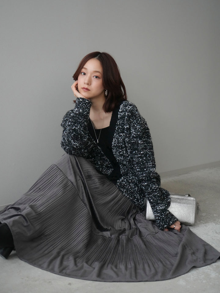 [予約]モールネップニットカーディガン/black