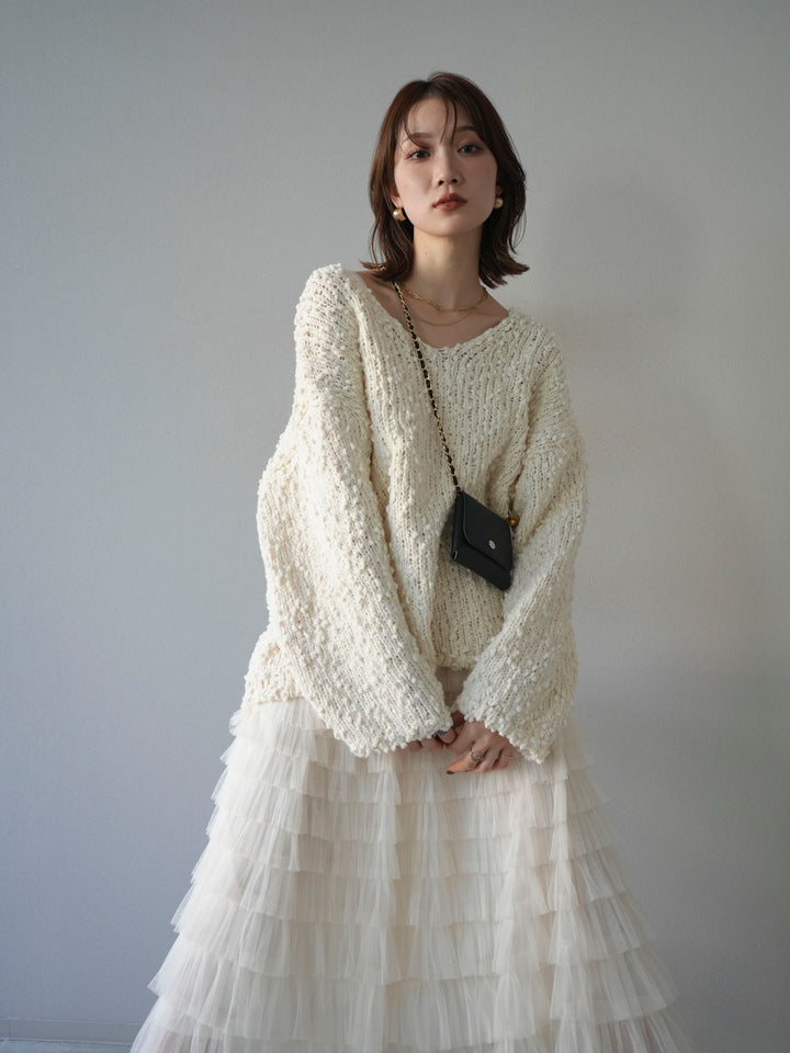 [予約]メランジポコポコニットプルオーバー/ivory