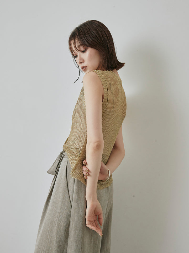 [預購] 細繩針織背心/金色