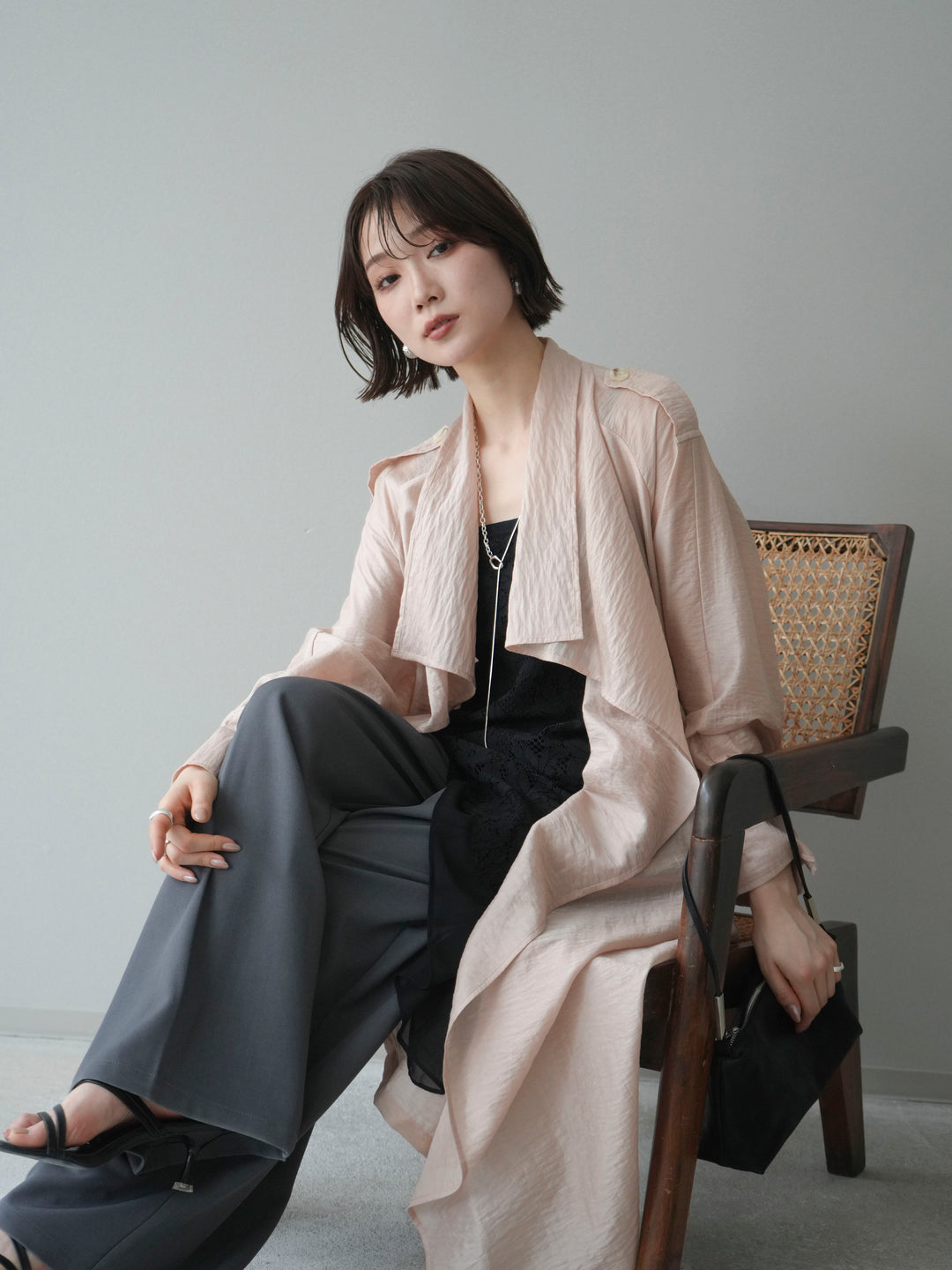 [予約]シアートレンチロングコート/pink