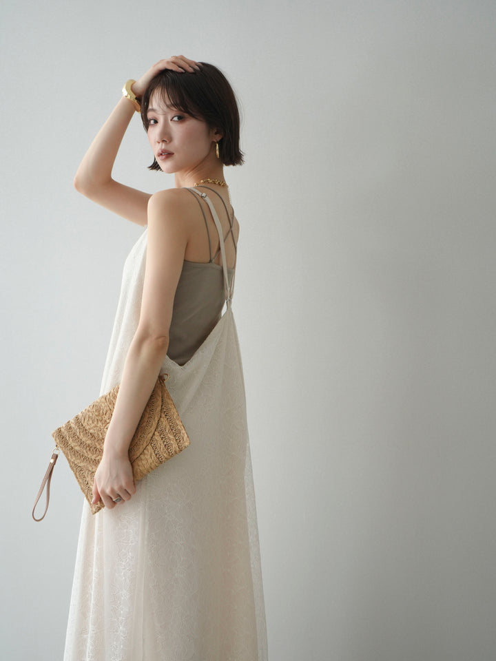 [予約]サテンレースレイヤードキャミワンピース/ivory