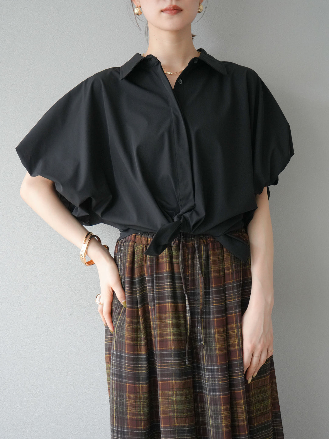 [予約]ICE TOUCHパフスリーブシャツ/ブラック