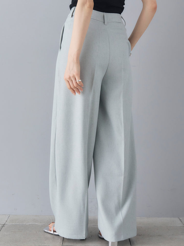 [Pre-order] Linen touch tuck wide pants/blue