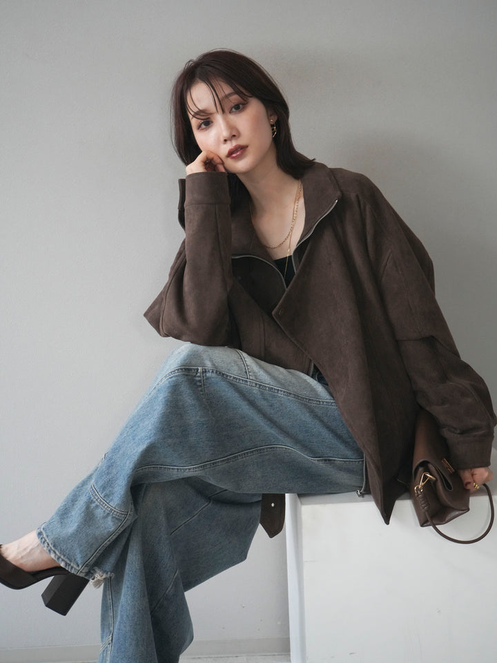 [予約]スエードライダースミドルジャケット/brown