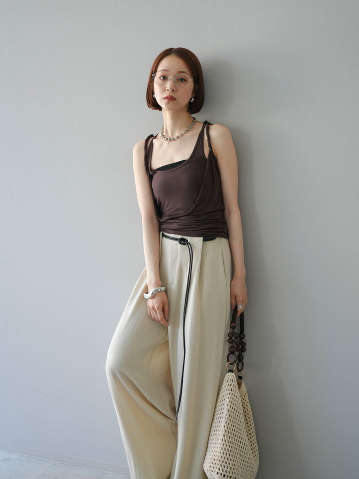 [予約]レイヤードツイストタンクトップ/ブラウン