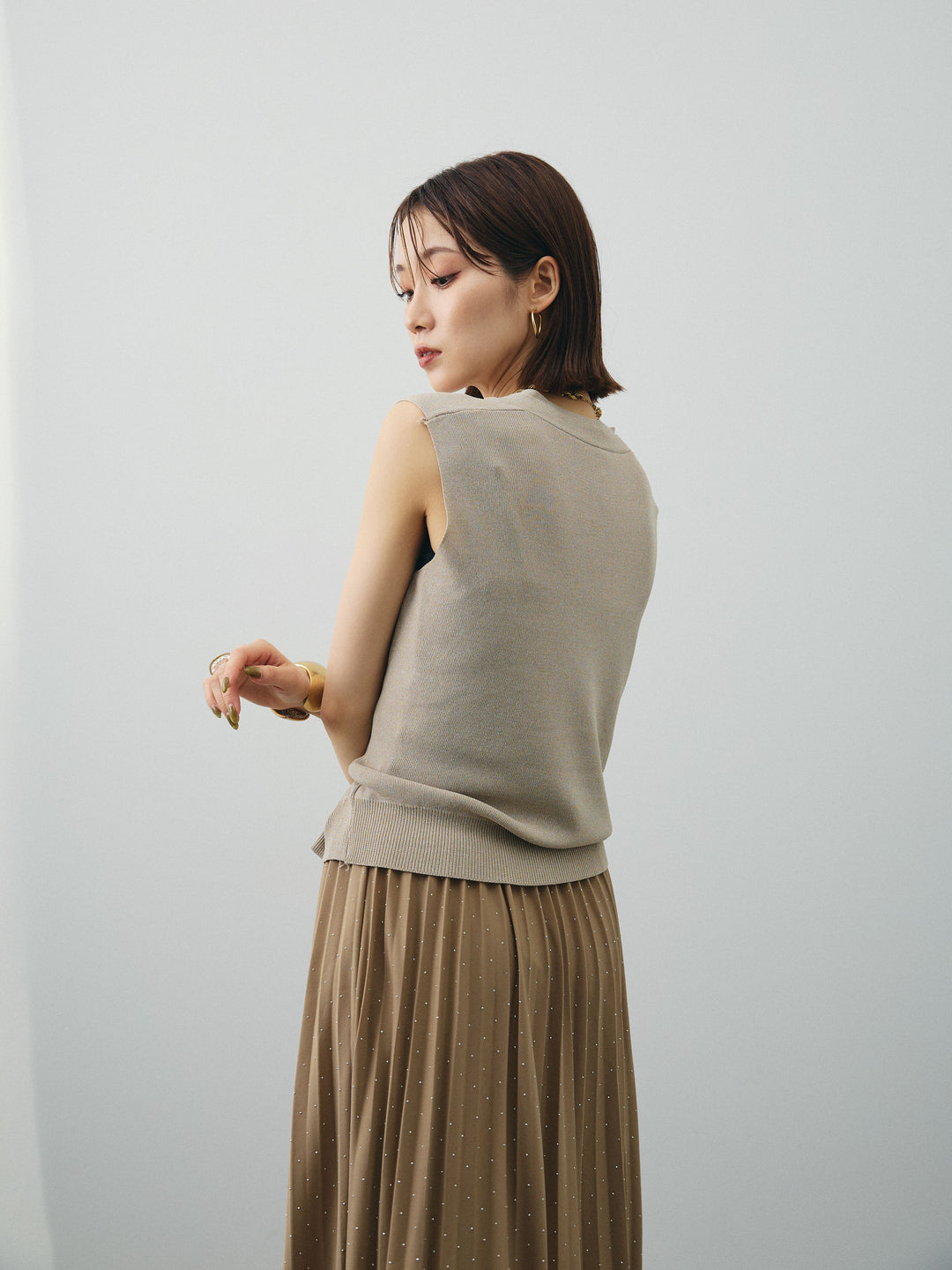 [予約]クールタッチ2WAYデザインニットベスト/ベージュ