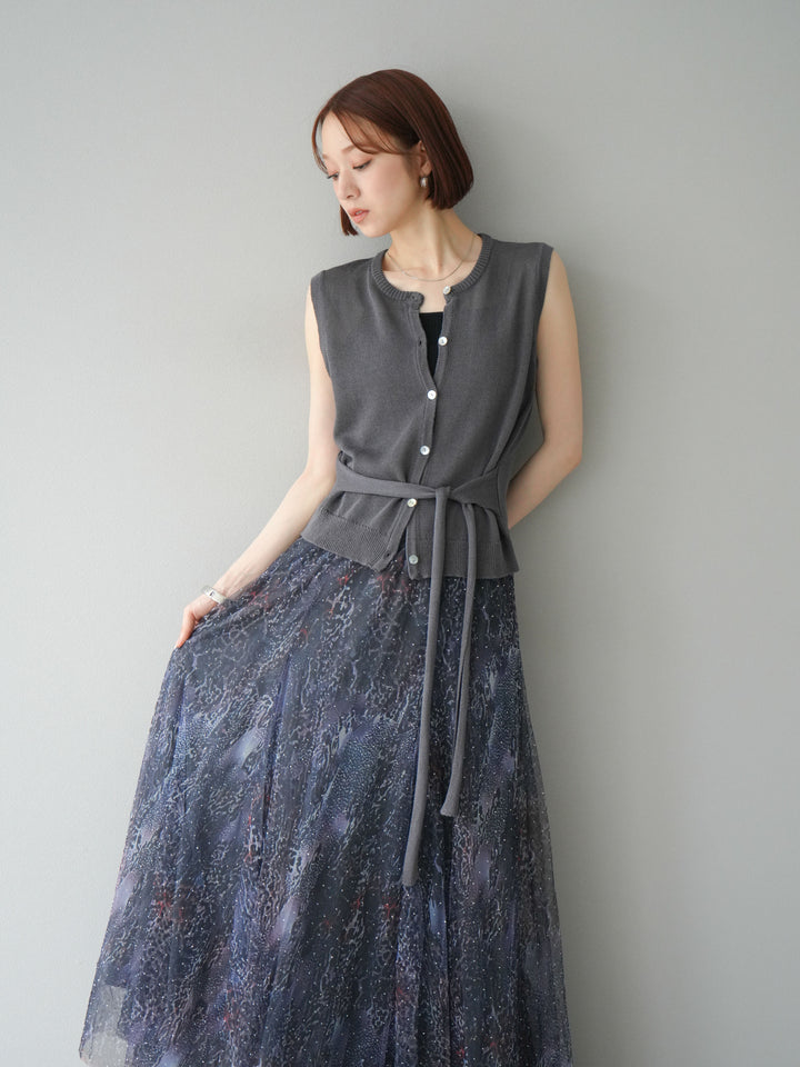 [予約]ウエストベルトニットベスト/チャコール