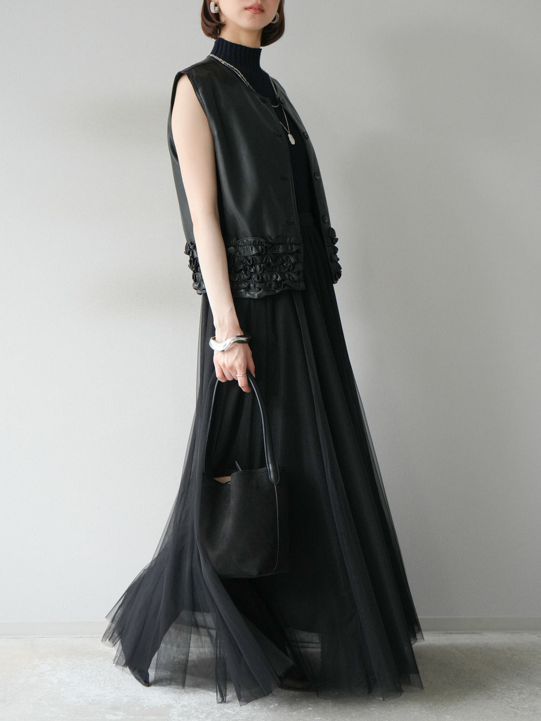 [予約]チュールボリュームスカート/ブラック