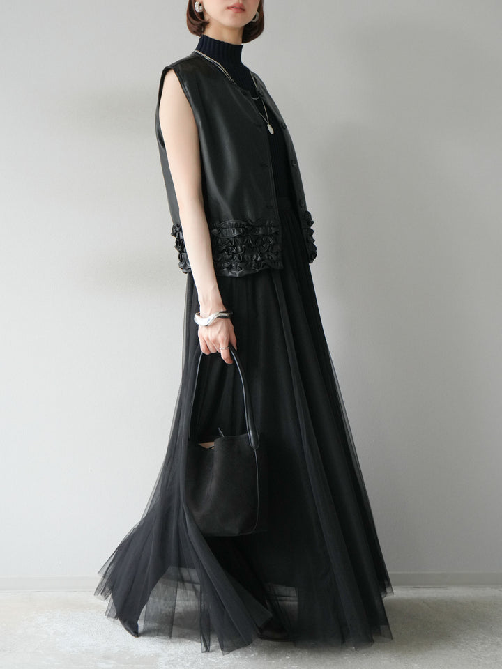 [予約]チュールボリュームスカート/ブラック
