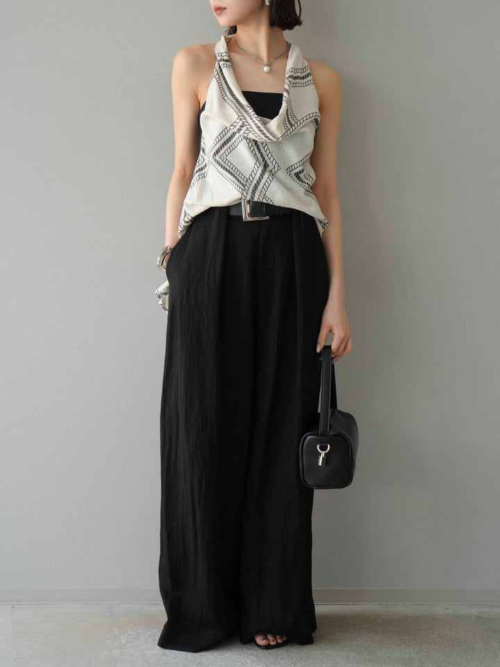 [予約]ロープ柄リネンタッチノースリブラウス/アイボリー