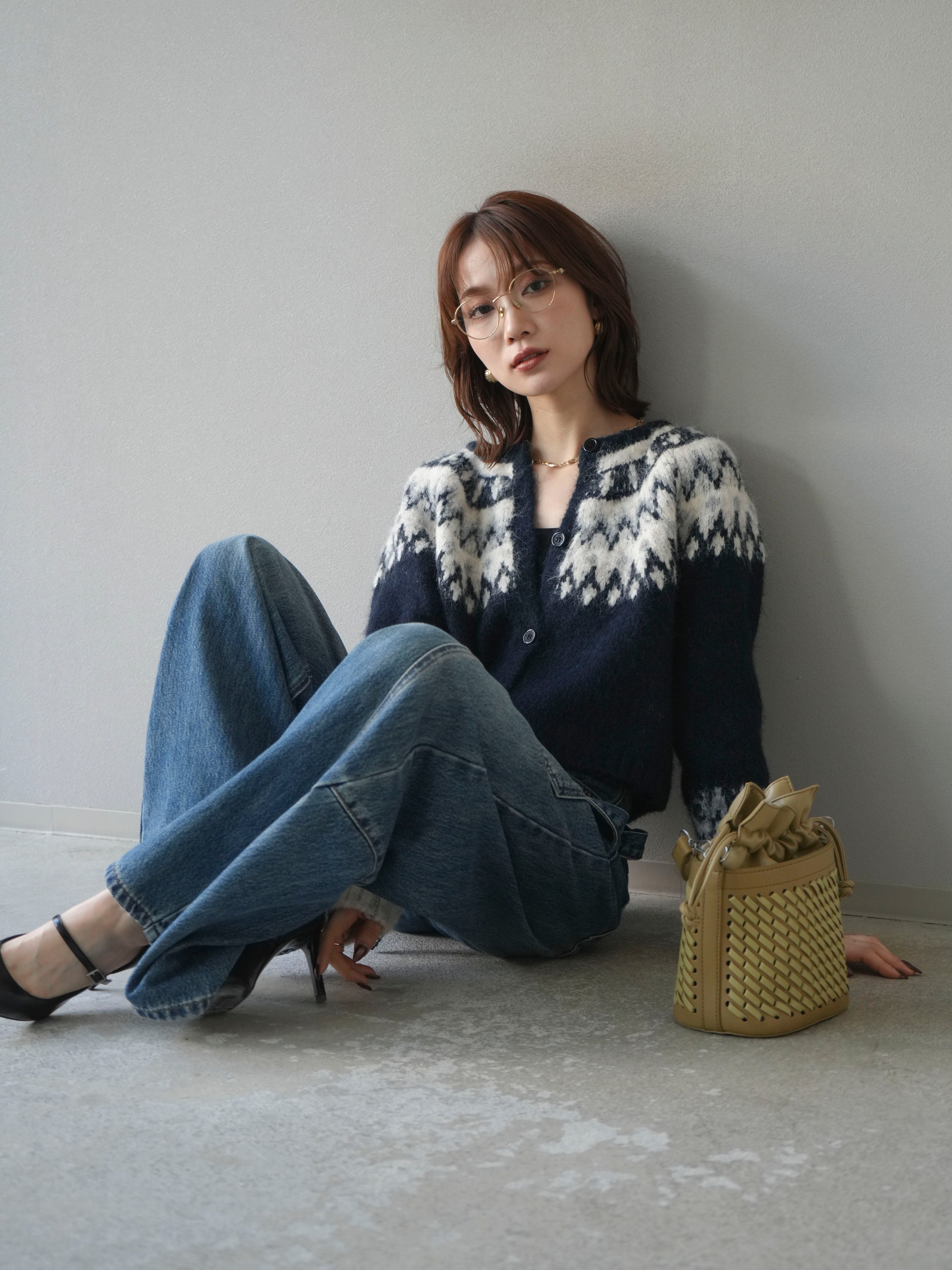 着回しセット】[SET]求心柄クロップドニットカーディガン+ミックス