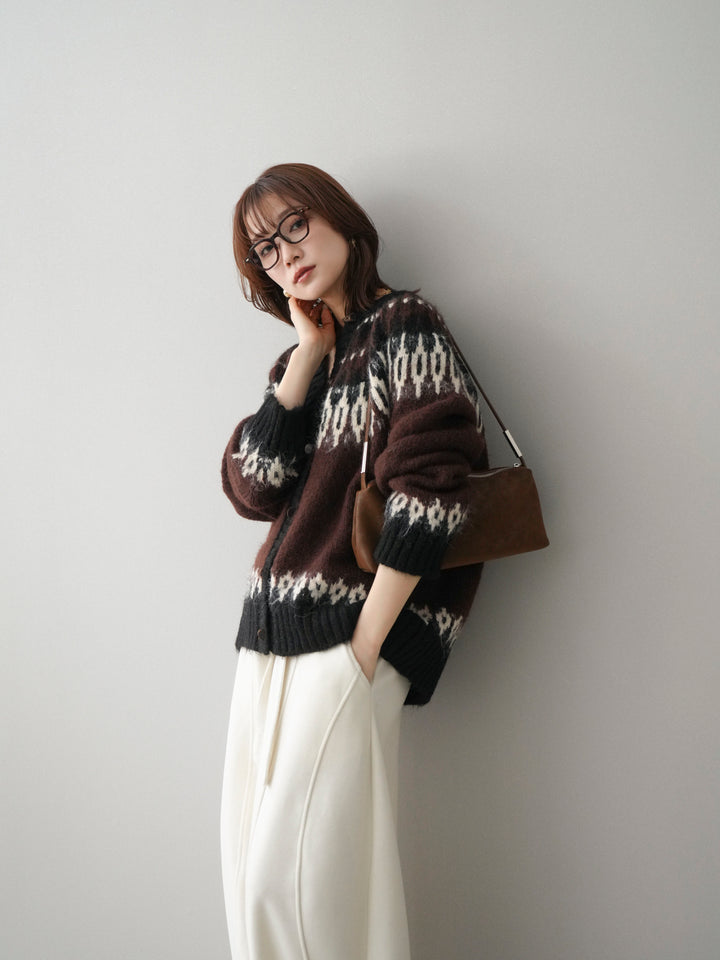 [SET]トグルボタン求心柄ニットカーディガン+トグルボタン求心柄ニットカーディガン(2set)