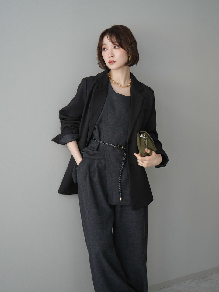 [SET]ベルト付ノースリーブトップス＆ワイドパンツSETUP