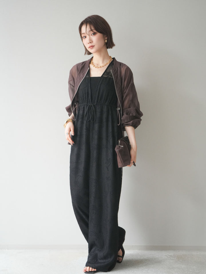 [SET]レース刺繍サロペット+ドロストシアーブルゾン(2set)