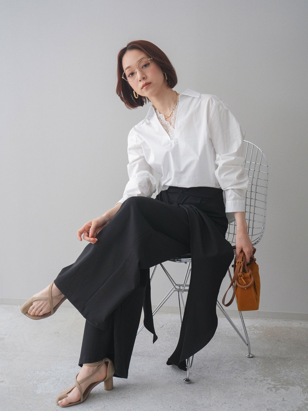 [SET]レースネックスキッパーブラウス+選べるアクセセット(2set)