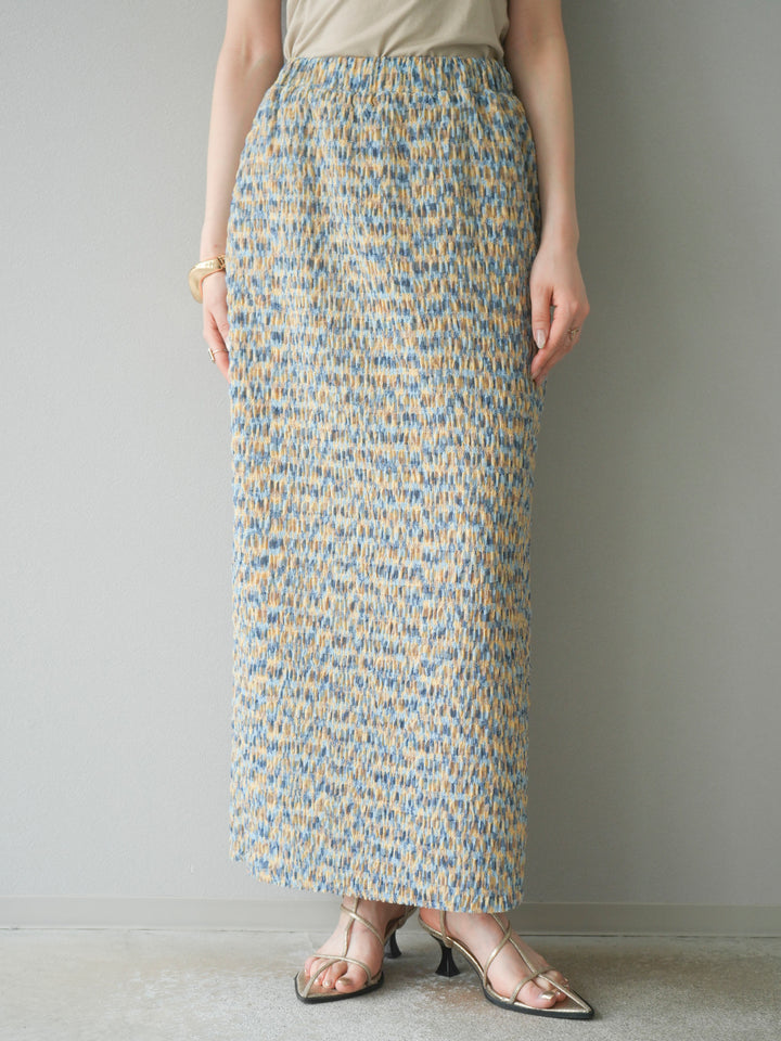 [予約]マルチカラーランダムプリーツタイトスカート/イエロー