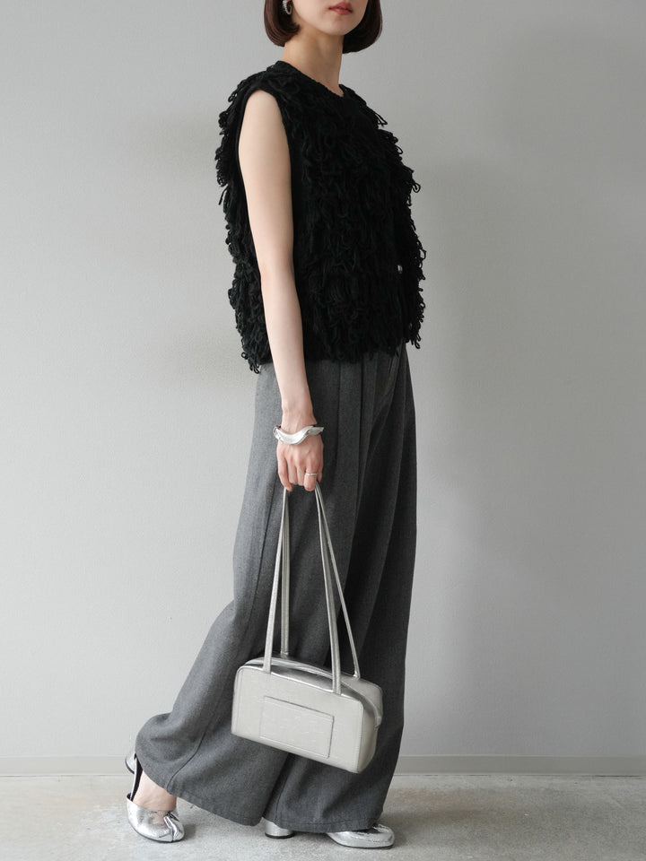 [予約]ツイードタッチタックワイドパンツ/ダークグレー