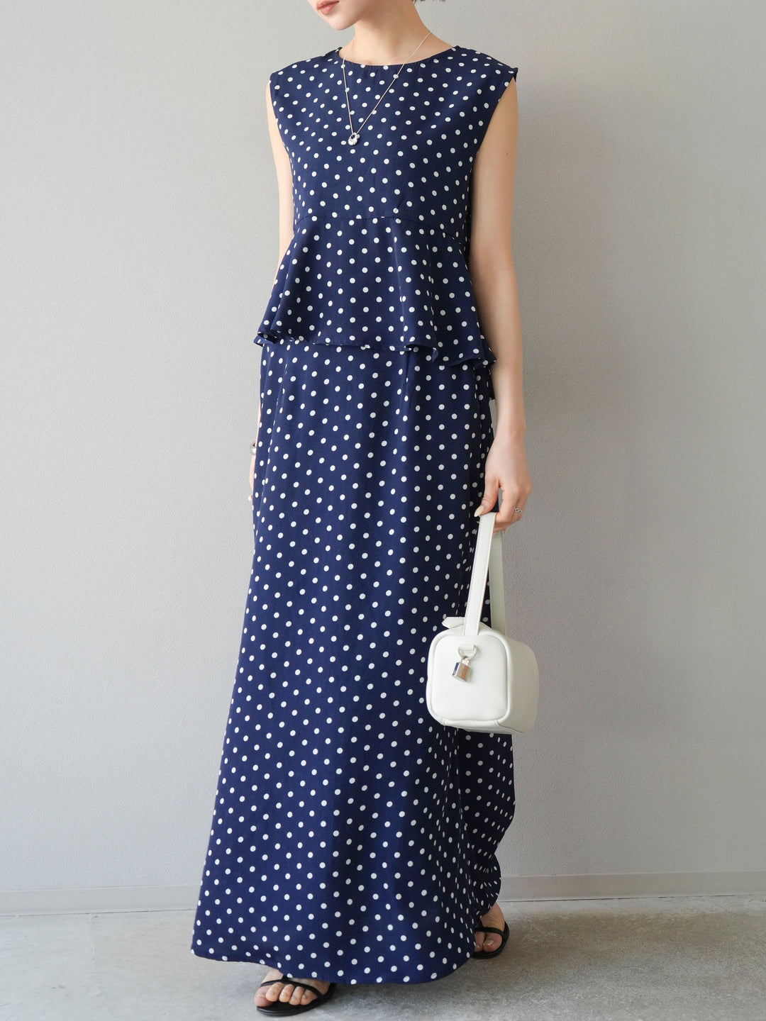 [予約]ドットAラインスカート/ネイビー