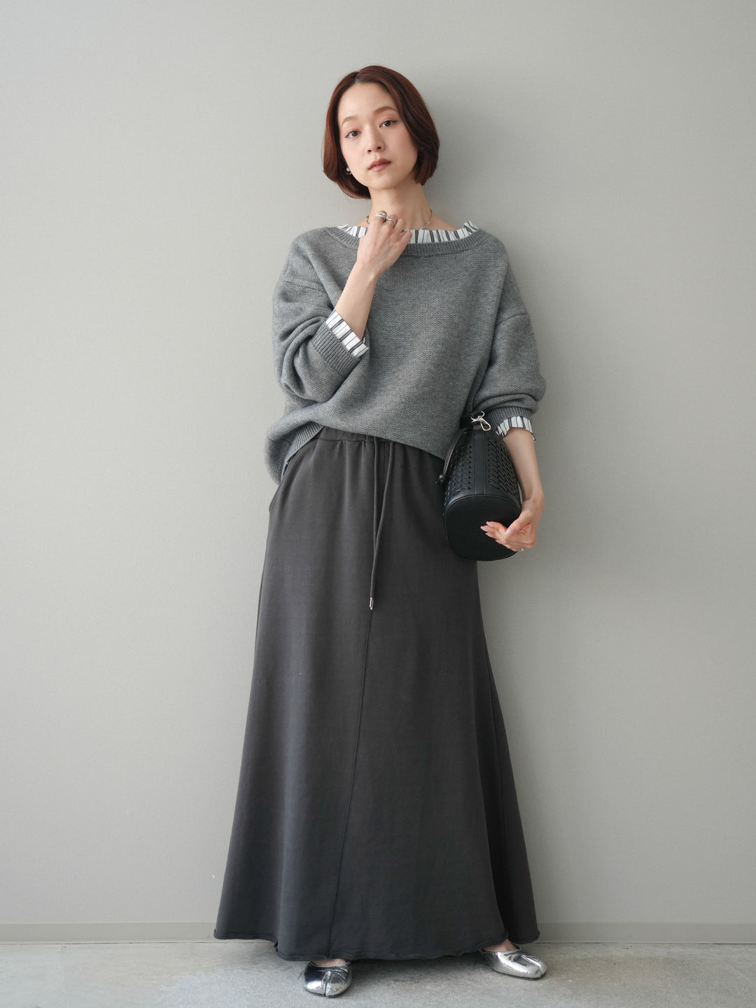 [予約]スウェットフレアロングスカート/sumikuro