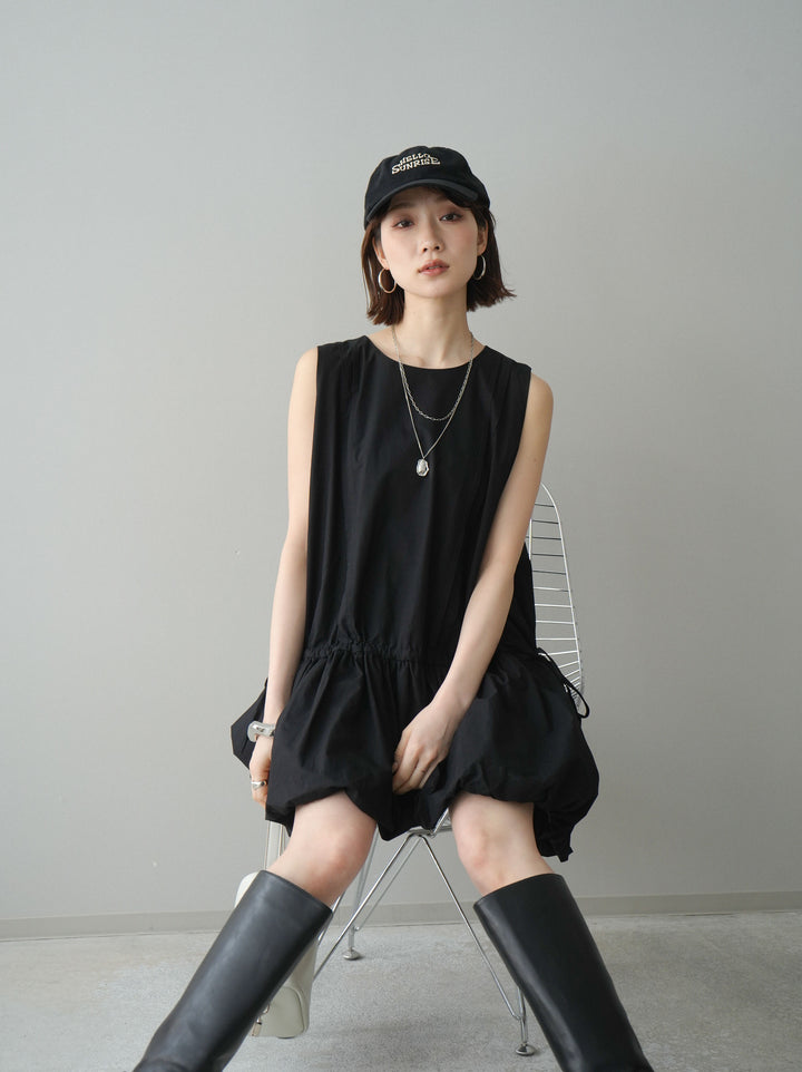 [予約]ノースリバルーンミニワンピース/black