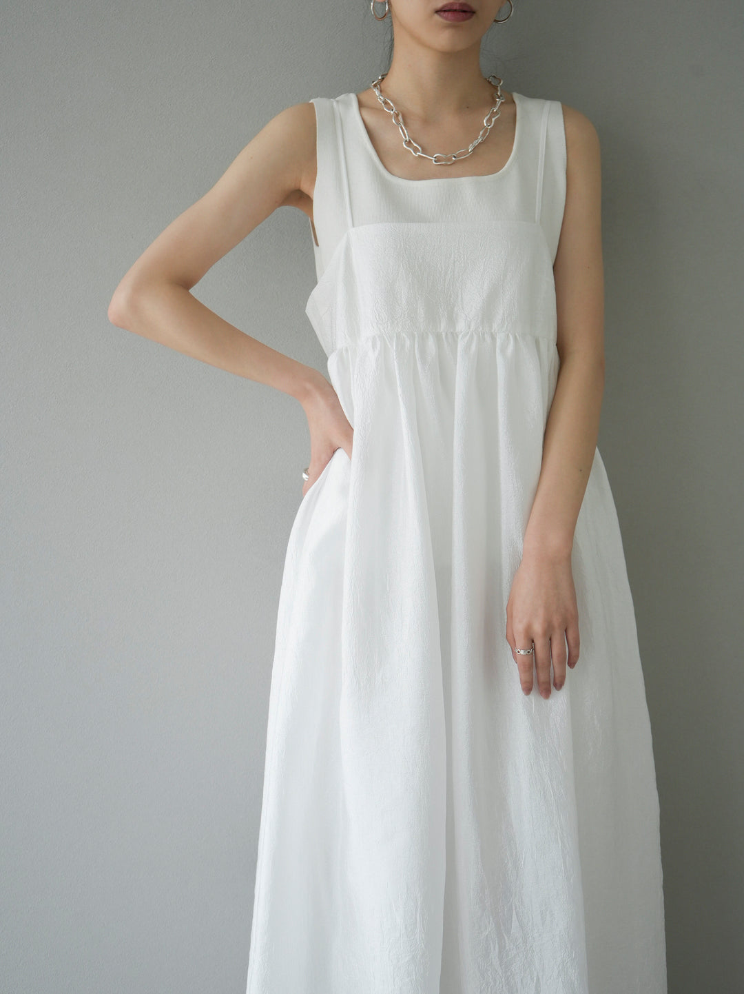 [Pre-order] Sheer Washer Volume Cami Dress/Off