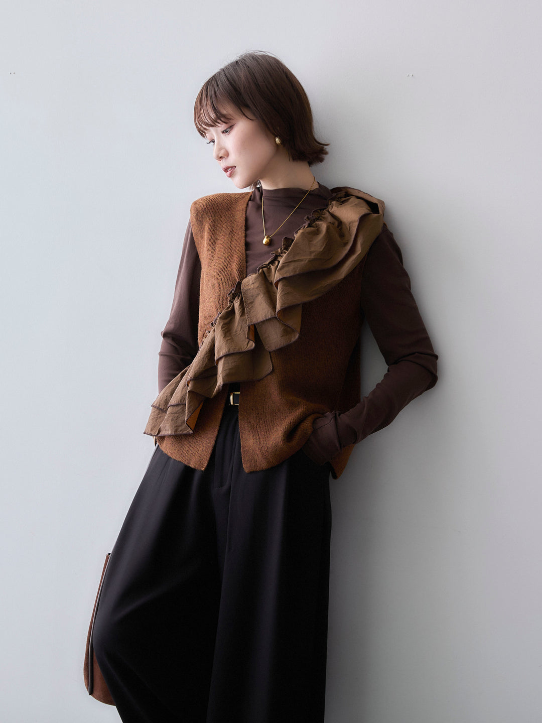 [予約]マルチWAYニットベスト/brown