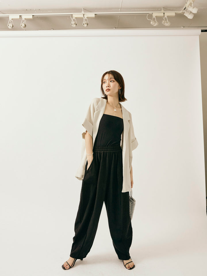 [予約]リネンライクベイカーバルーンパンツ/ブラック