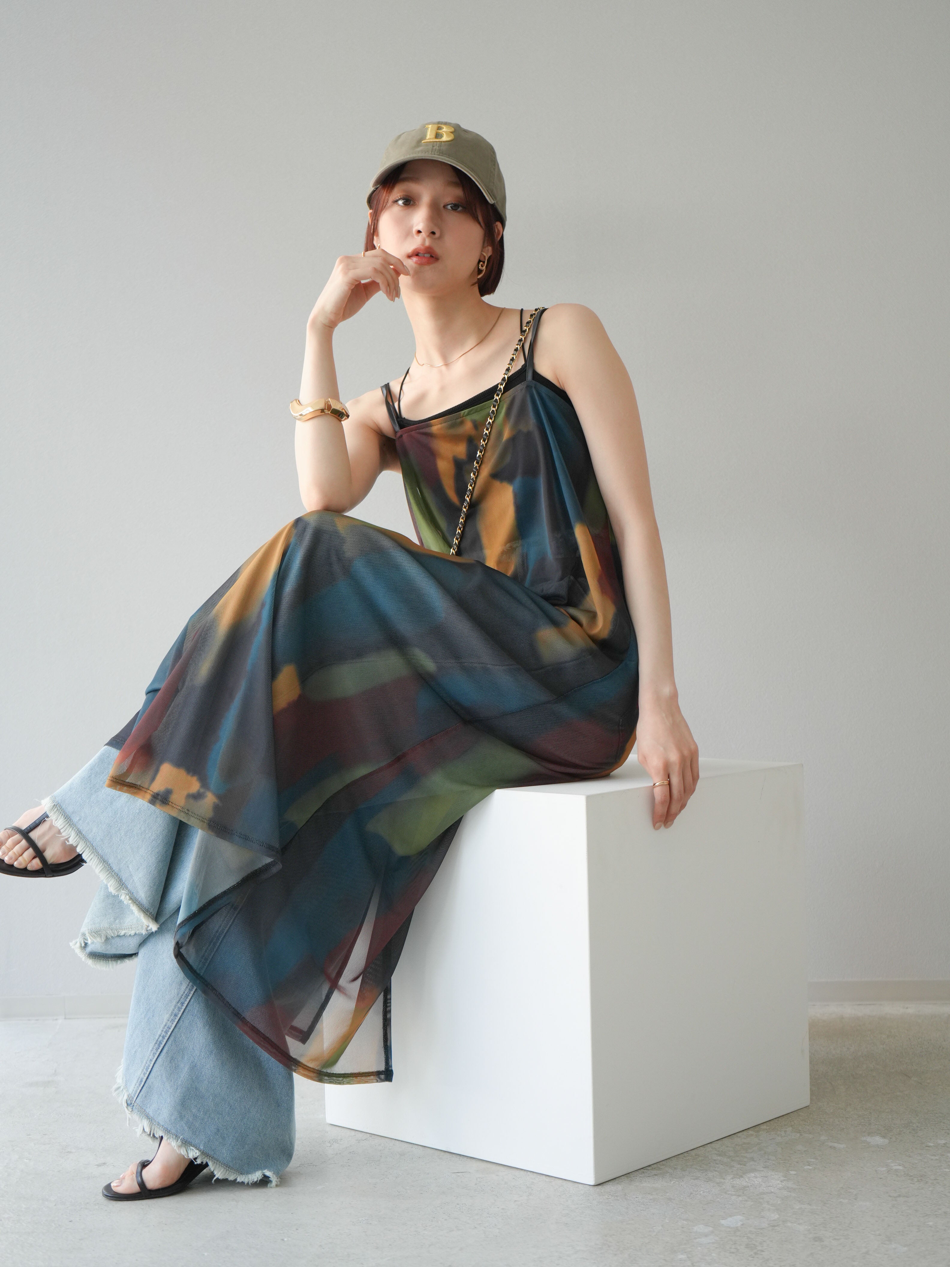 【ANDREA & Co】【AUBREY】 水彩アートティアードワンピース ANDREA & Co】【AUBREY】 水彩アートティアードワンピース