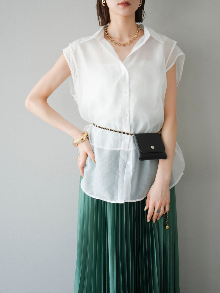 [SET] 硬紗層疊透視襯衫 + 硬紗層疊透視襯衫 (2set)