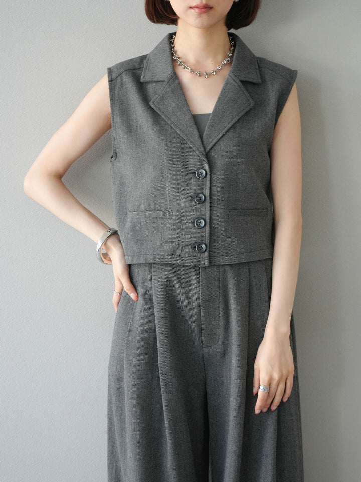 [予約]ツイードタッチテーラードジレ/ダークグレー