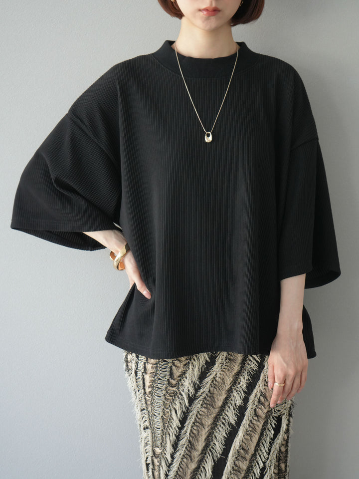 [預訂] 立領羅紋套頭衫/黑色