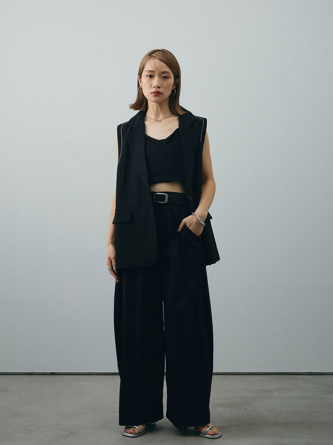 [予約]コクーンワイドチノパンツ/ブラック