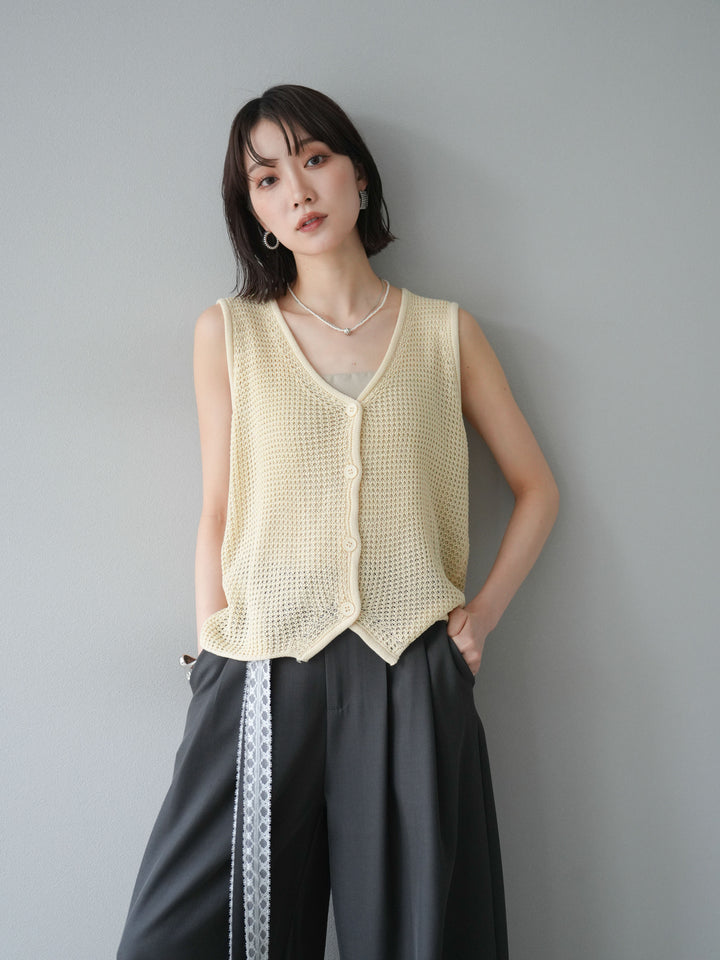 【預購】華夫格針織背心/黃色