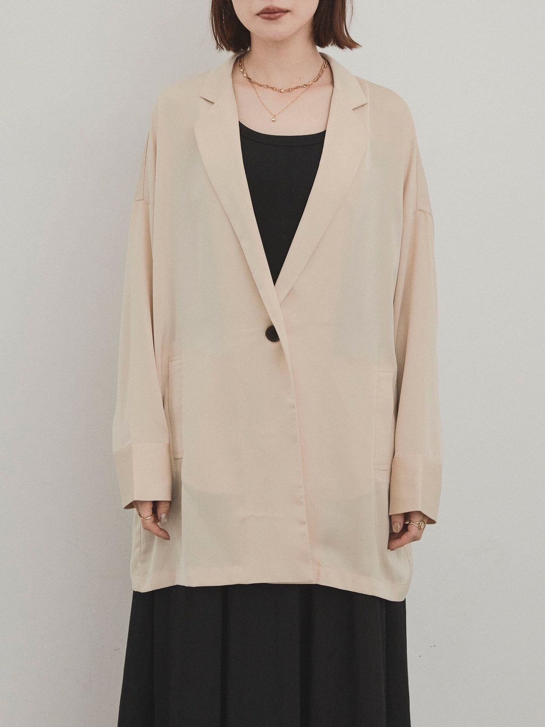 [予約]マットサテンジャケット/シャンパンベージュ