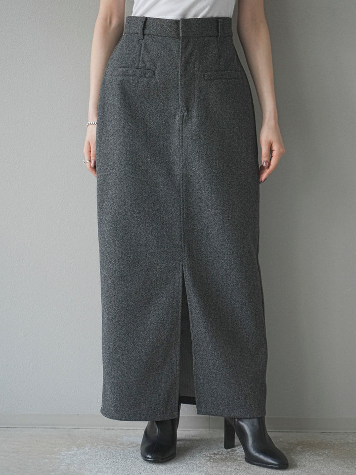[予約]ウールタッチフロントスリットタイトスカート/gray