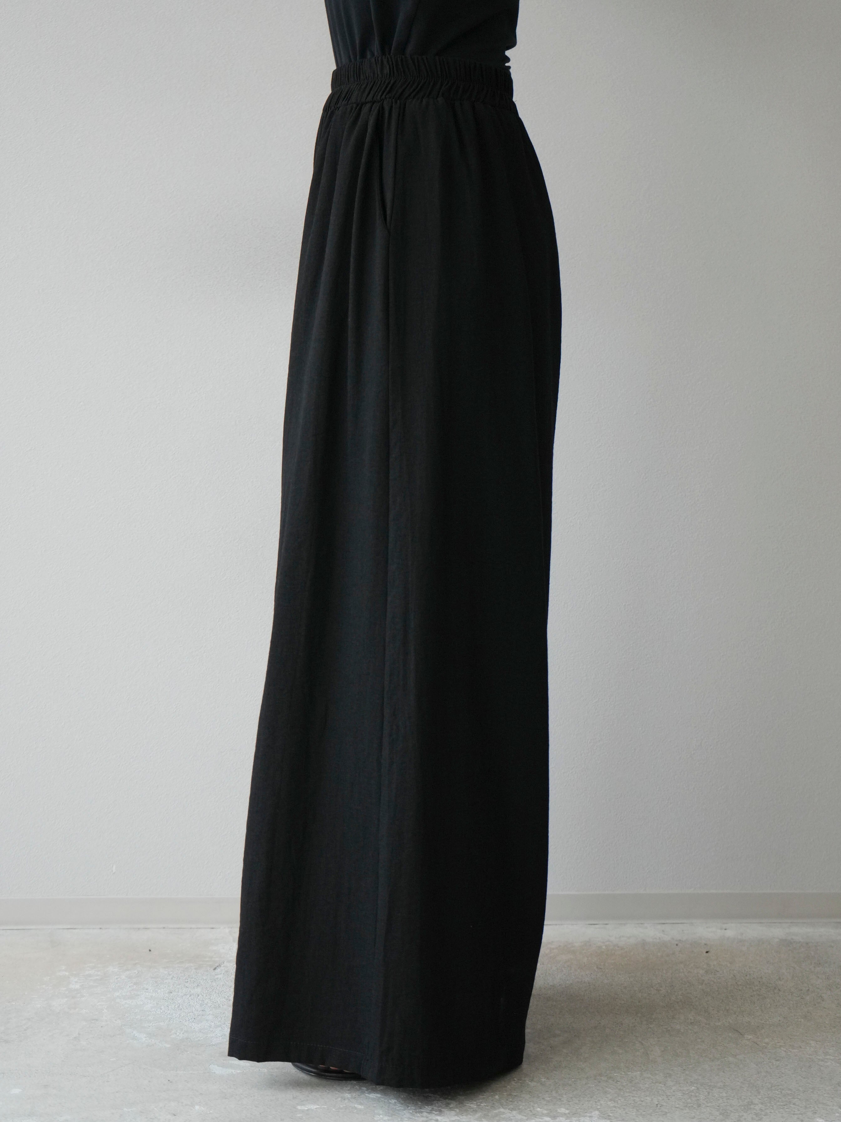 予約]リネンタッチスーパーワイドパンツ/ブラック – Lumier