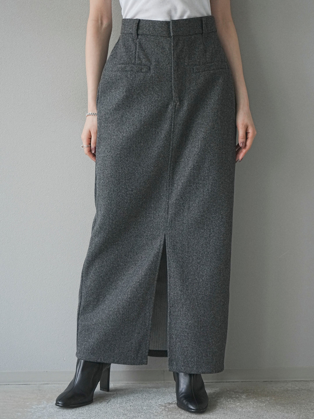 [予約]ウールタッチフロントスリットタイトスカート/gray