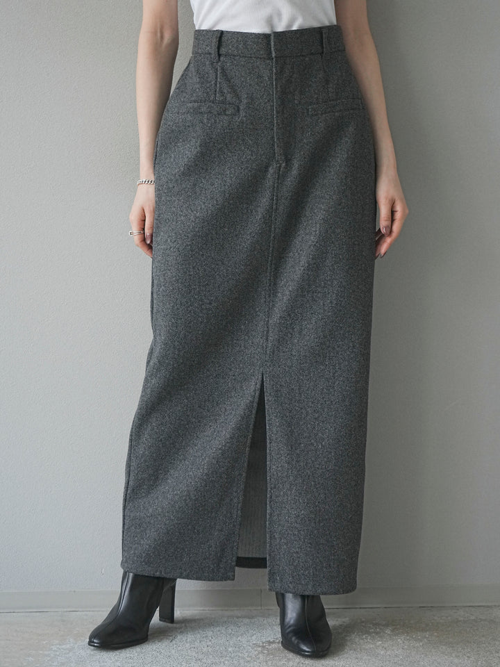 [予約]ウールタッチフロントスリットタイトスカート/gray