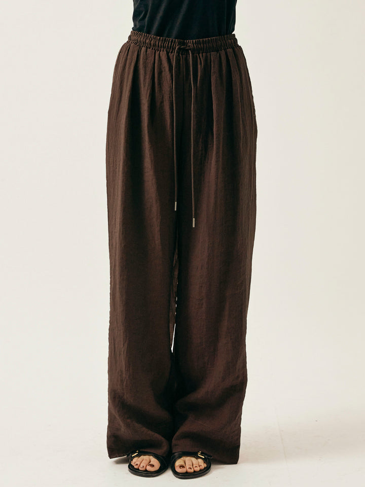 [予約]シャイニースラブシアーワイドパンツ/ブラウン