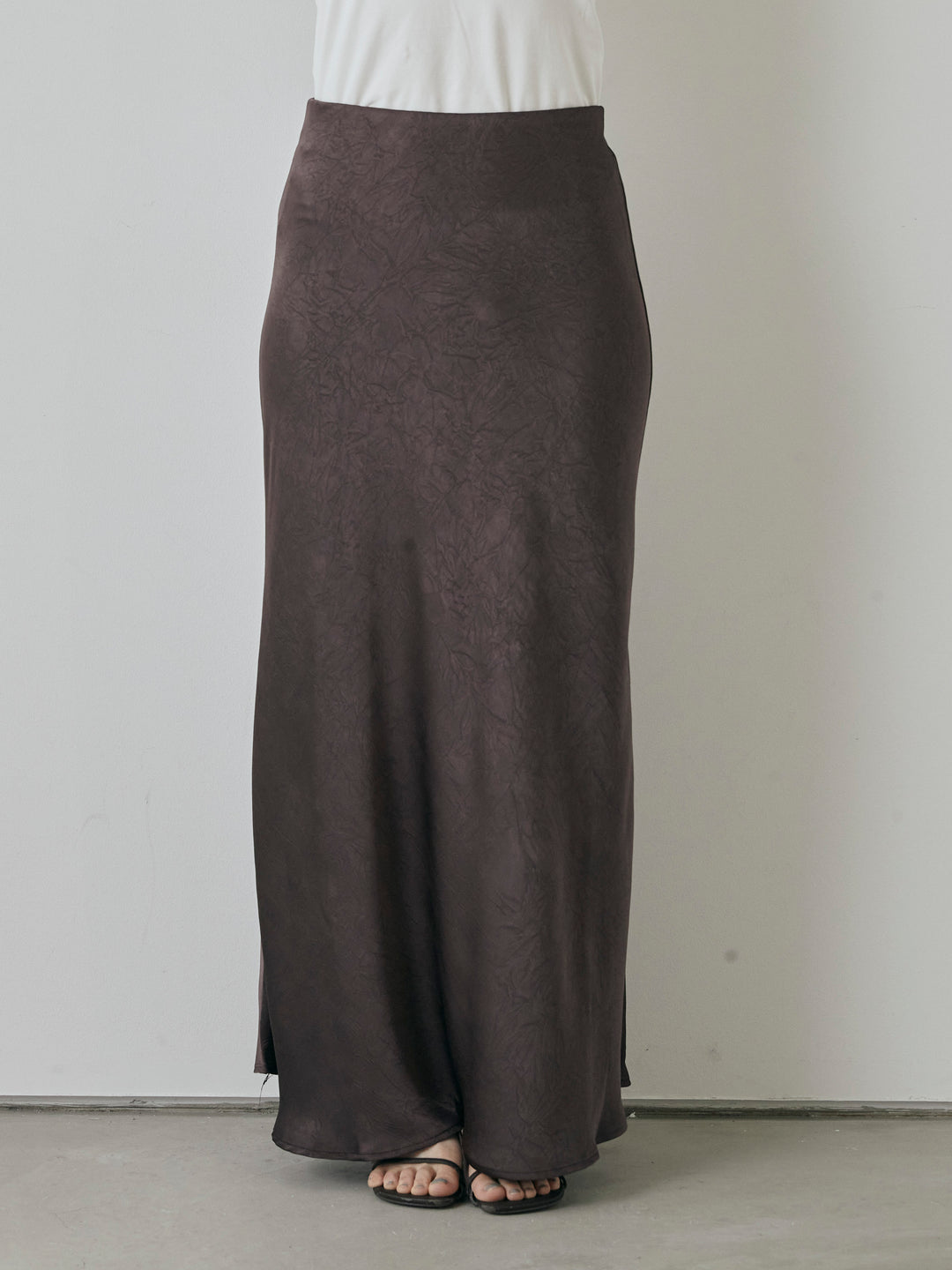 [予約]サテンワッシャーナロースカート/パープル