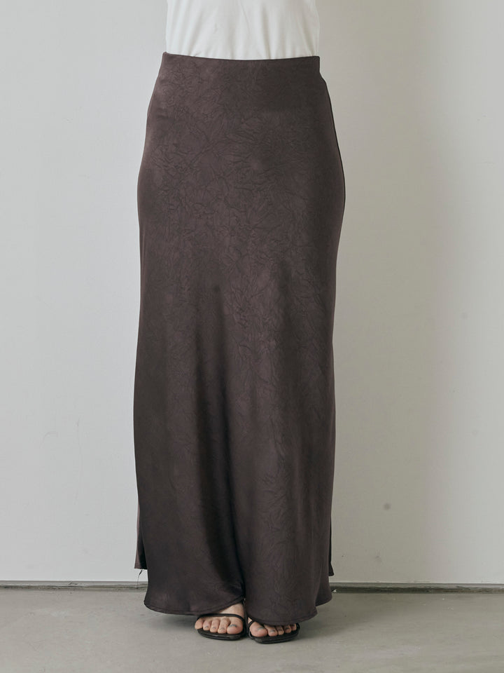 [予約]サテンワッシャーナロースカート/パープル