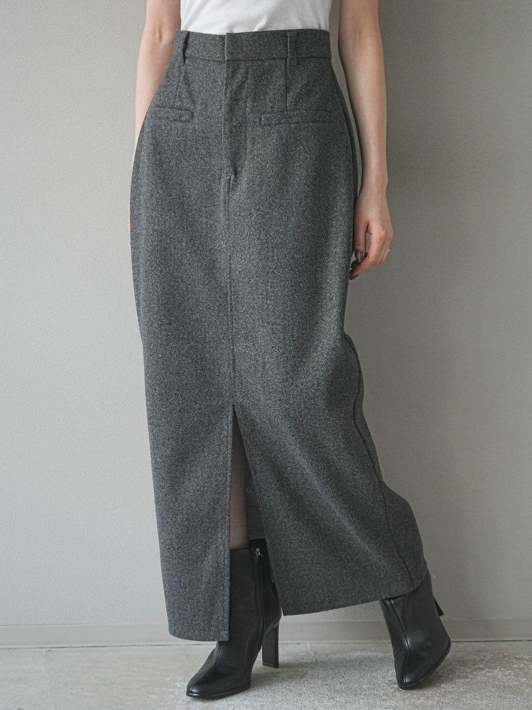 [予約]ウールタッチフロントスリットタイトスカート/gray