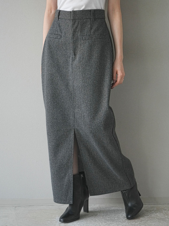[予約]ウールタッチフロントスリットタイトスカート/gray