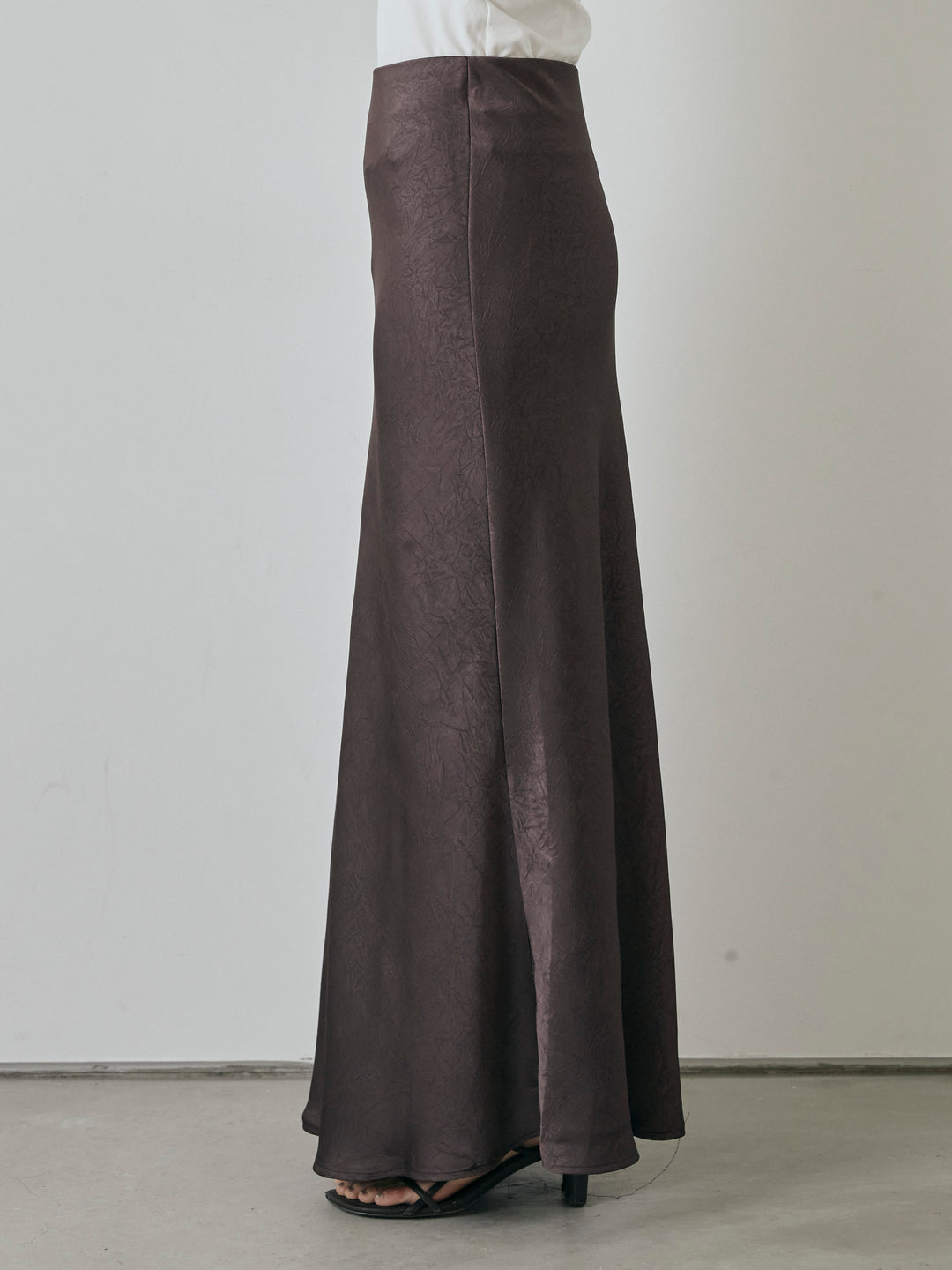 [予約]サテンワッシャーナロースカート/パープル