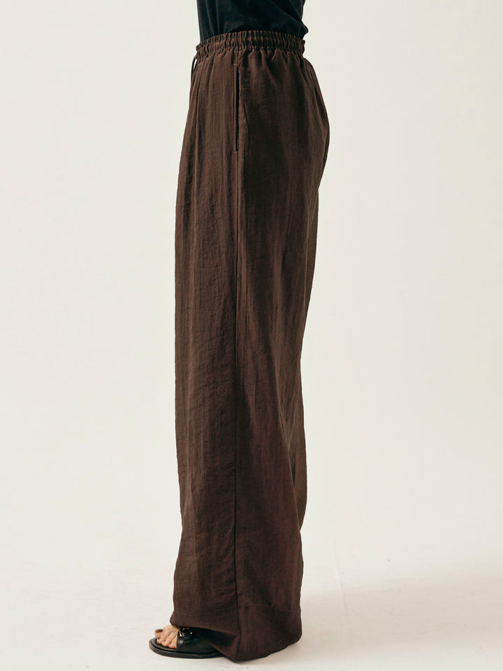 [予約]シャイニースラブシアーワイドパンツ/ブラウン