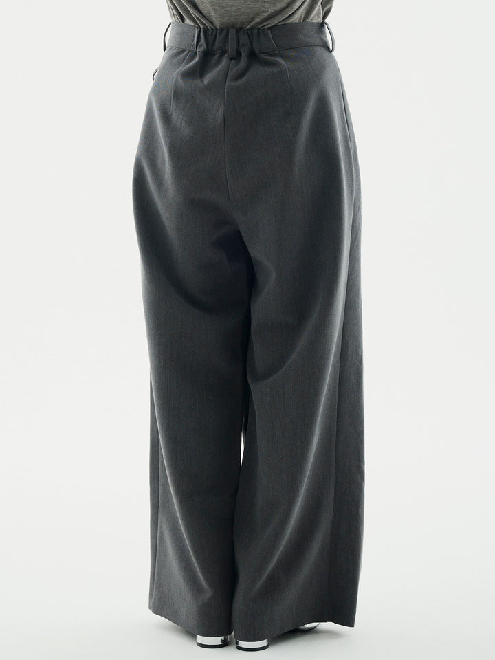 [予約]ラップデザインタックワイドパンツ/チャコール